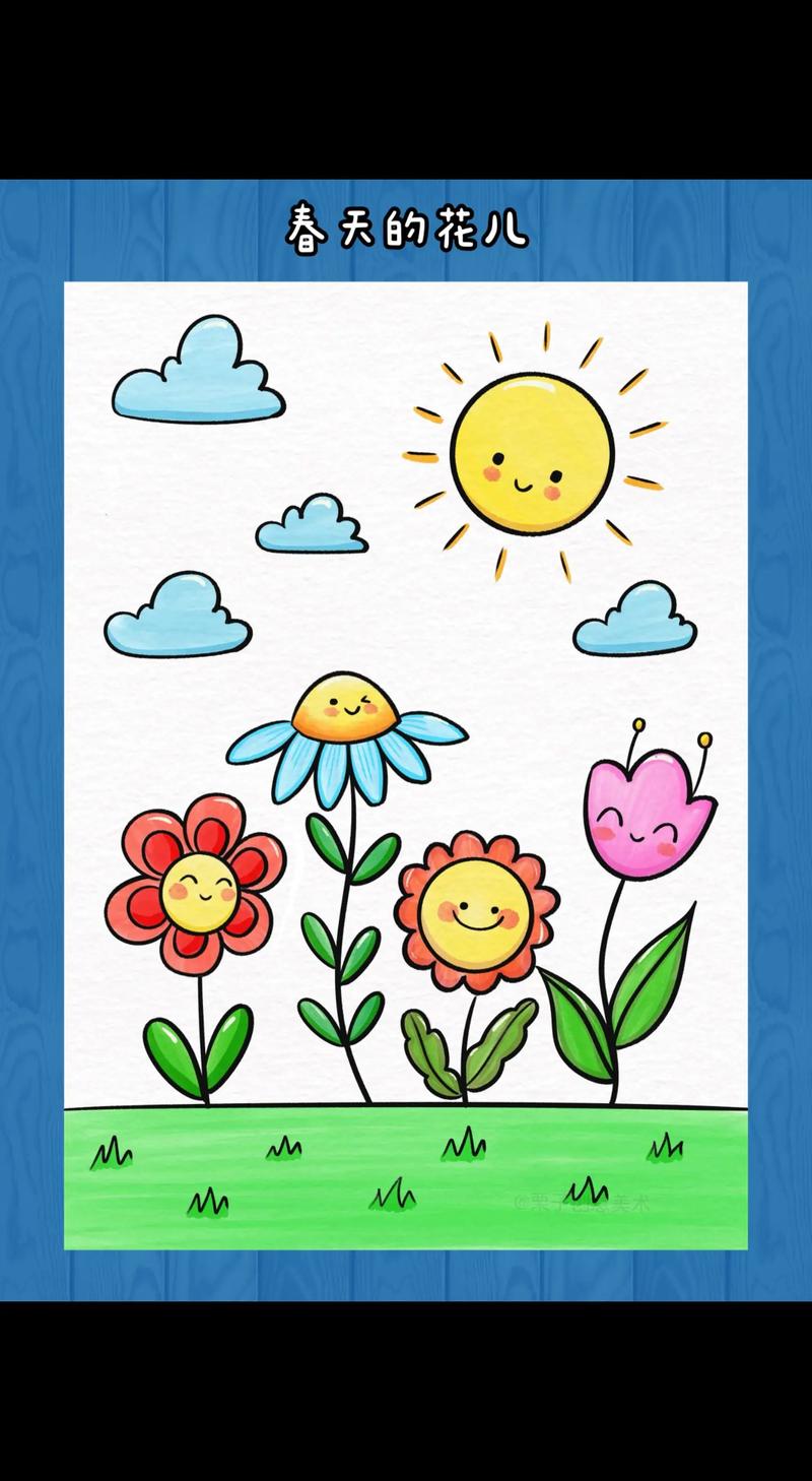 小花簡筆畫春天
