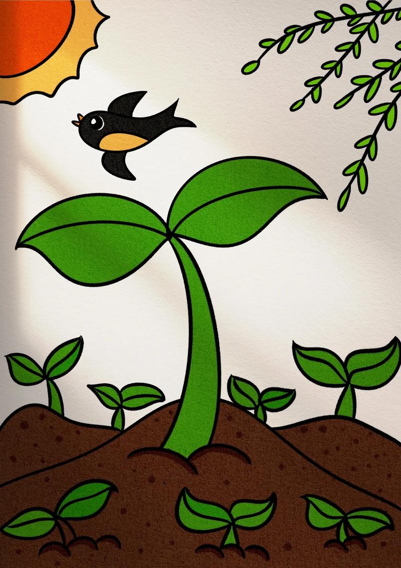 春天主題簡筆畫.24節氣里的春天主題畫簡筆畫 春天主題畫 -