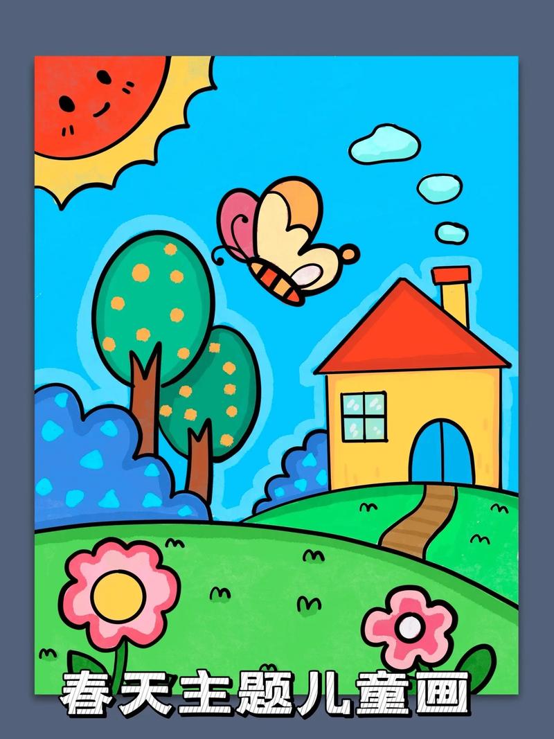 春天主題兒童簡筆畫教程.春天主題的兒童畫適合4到8歲小朋友 -