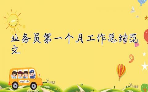 業務員第一個月工作總結范文 業務員第一個月工作總結范文怎么寫