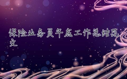 保險業務員年底工作總結范文 保險業務員年底工作總結范文大全