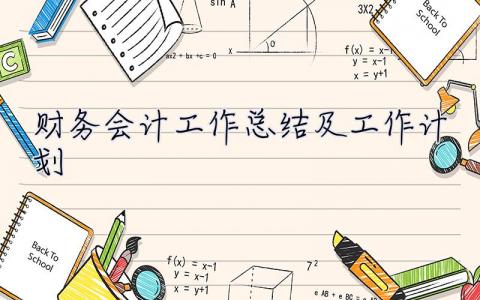 財務會計工作總結及工作計劃 財務會計工作總結
