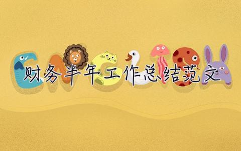 財務半年工作總結范文 財務半年工作總結