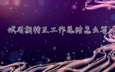 試用期轉(zhuǎn)正工作總結(jié)怎么寫 試用期轉(zhuǎn)正工作總結(jié)