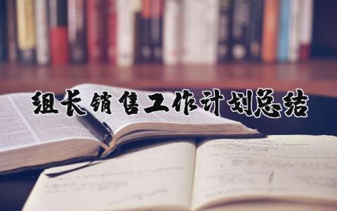 組長銷售工作計劃總結 組長銷售工作計劃總結 14篇