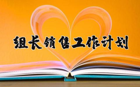 組長銷售工作計劃 優(yōu)選14篇