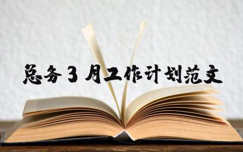 總務(wù)3月工作計(jì)劃范文 優(yōu)選13篇