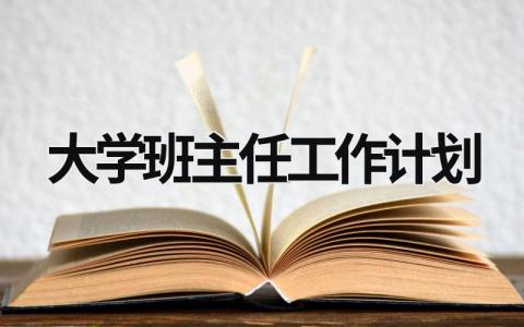 大學班主任工作計劃 大學班主任工作計劃2023 (19篇）