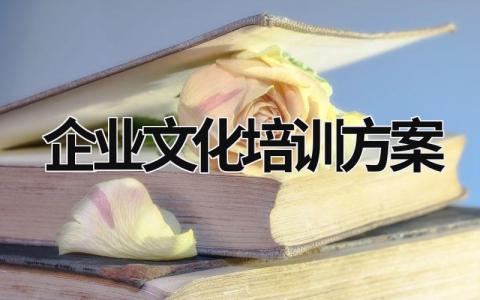 企業(yè)文化培訓方案 企業(yè)文化培訓方案新穎 (16篇）