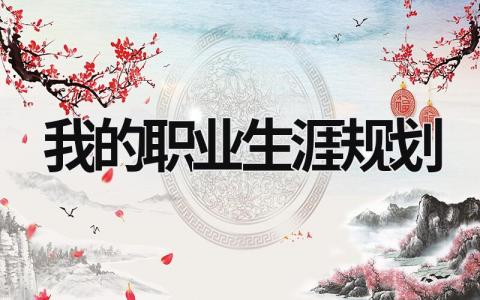 我的職業生涯規劃 我的職業生涯規劃演講稿 (16篇）