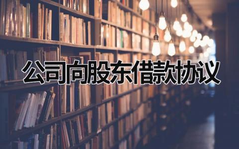 公司向股東借款協議 公司向股東借款協議模板范本 (18篇）