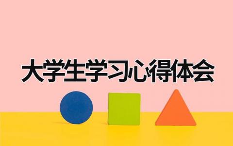 大學生學習心得體會 大學生學習心得體會 (15篇）