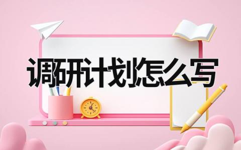 調研計劃怎么寫