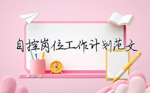 自控崗位工作計劃范文 精選16篇