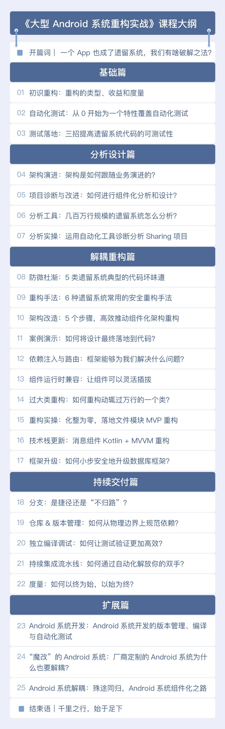 大型Android系統重構實戰視頻課程27講