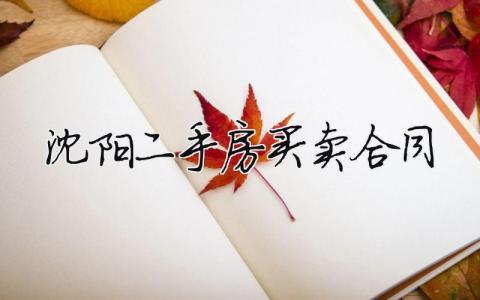 沈陽二手房買賣合同（范文模板精品5篇）